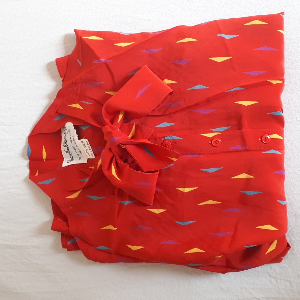 Vintage DVF Tie-Neck Silk Dress